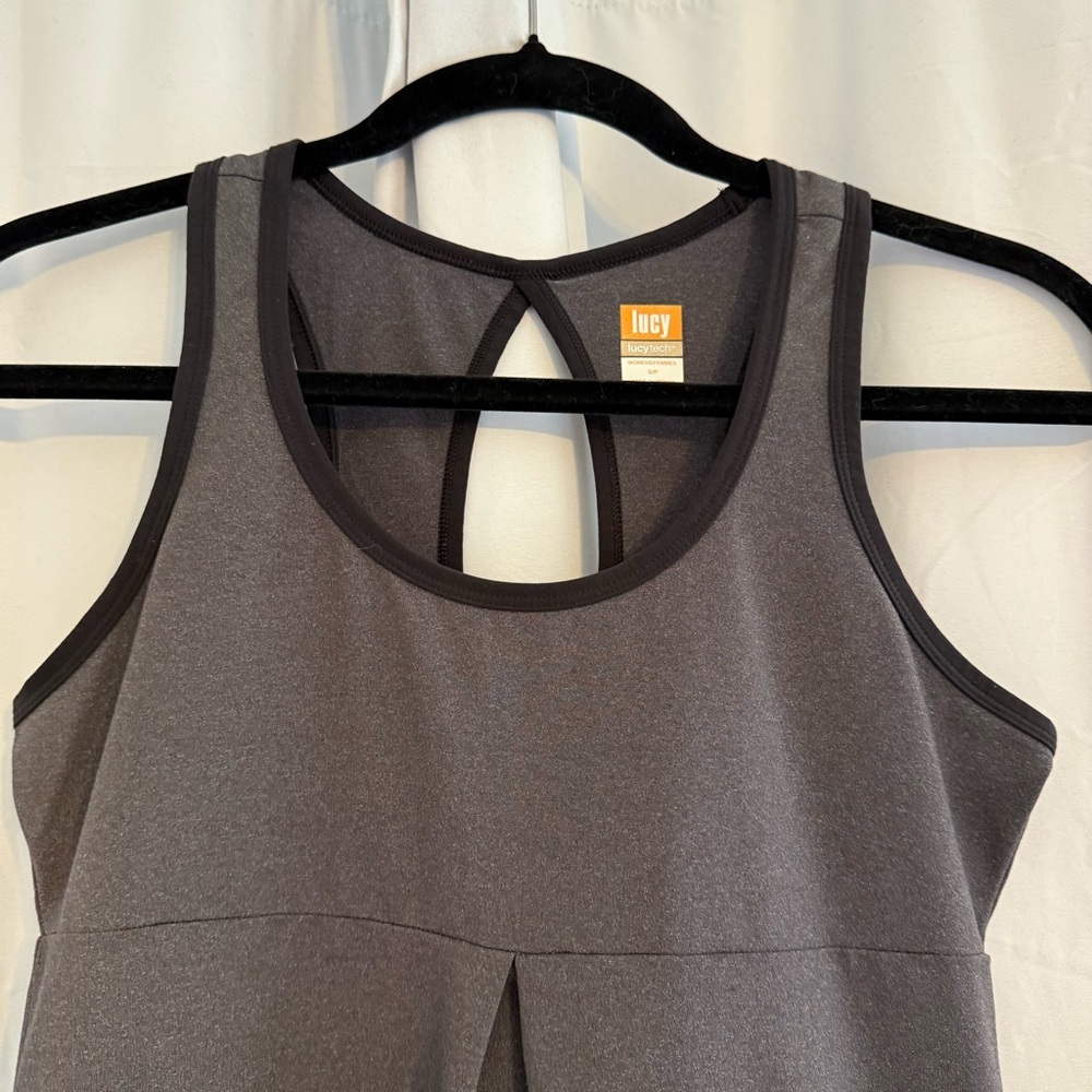 Lucy Gray Racerback Workout Tank Yoga Athletic Activewear Top Women Small - Picture 4 of 10